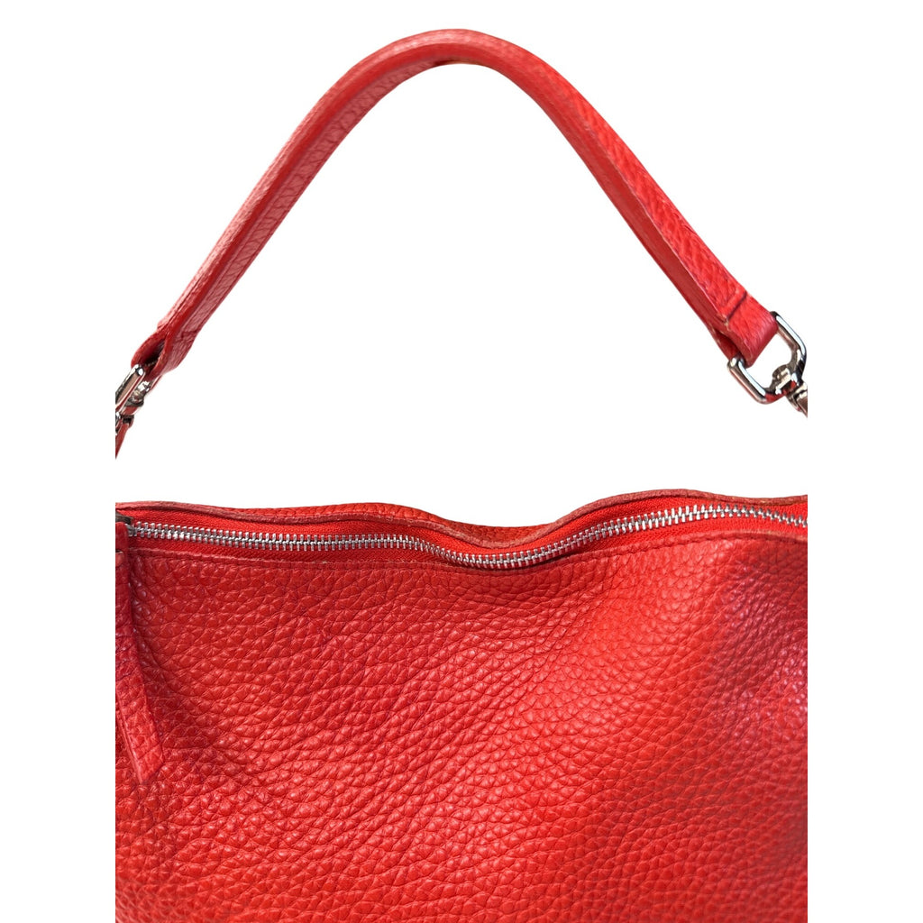 Gianni Chiarini Red Leather Shoulder Bag With Zipper & Detachable Strap - Chic Everyday Style