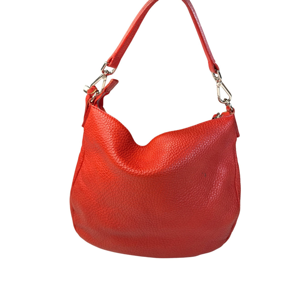 Gianni Chiarini Red Leather Shoulder Bag With Zipper & Detachable Strap - Chic Everyday Style