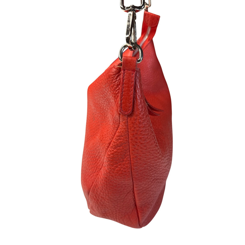 Gianni Chiarini Red Leather Shoulder Bag With Zipper & Detachable Strap - Chic Everyday Style