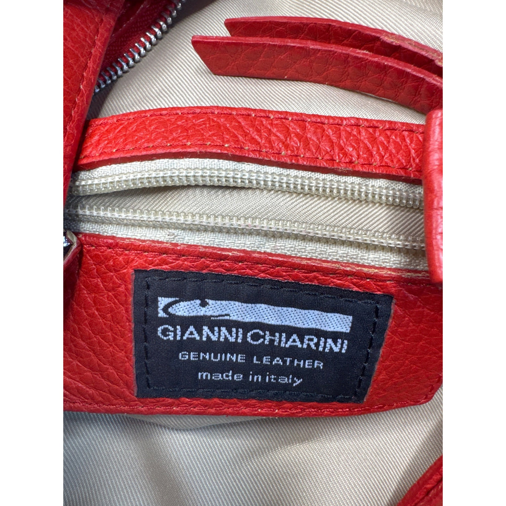 Gianni Chiarini Red Leather Shoulder Bag With Zipper & Detachable Strap - Chic Everyday Style