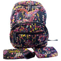 Vera Bradley Quilted Floral Backpack W/Umbrella & Cosmetic Pouches