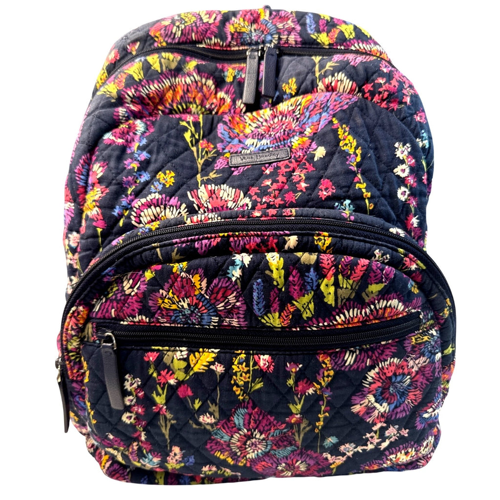 Vera Bradley Quilted Floral Backpack W/Umbrella & Cosmetic Pouches