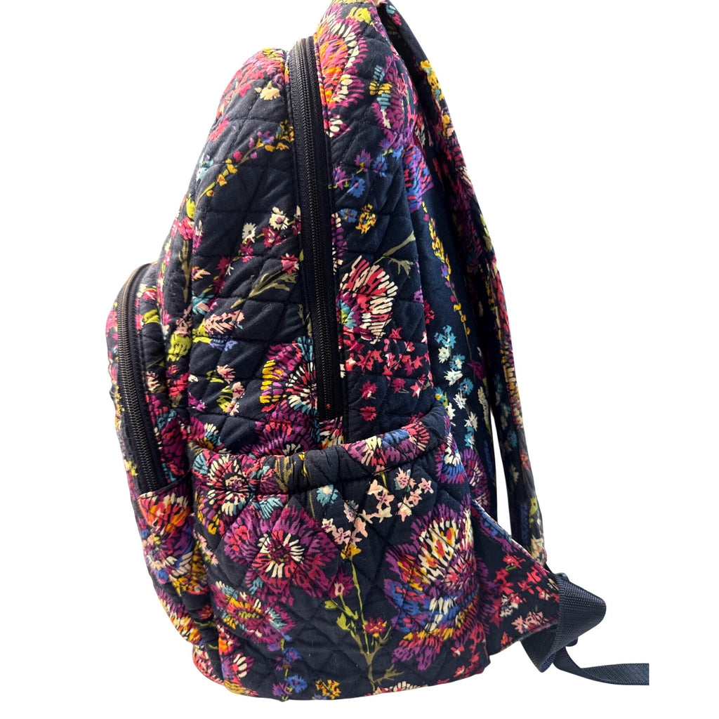Vera Bradley Quilted Floral Backpack W/Umbrella & Cosmetic Pouches
