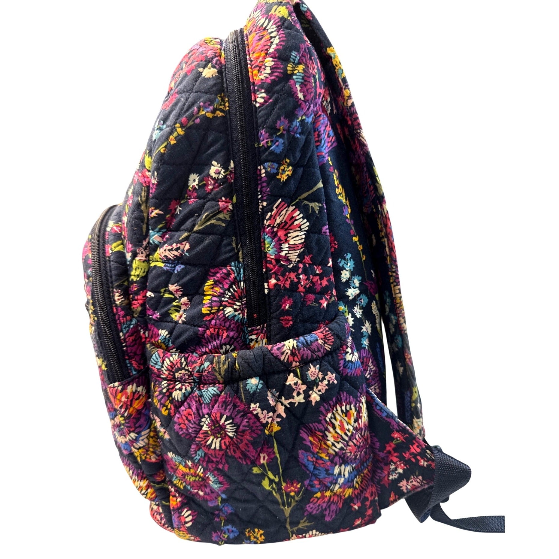 Vera Bradley Quilted Floral Backpack W/Umbrella & Cosmetic Pouches