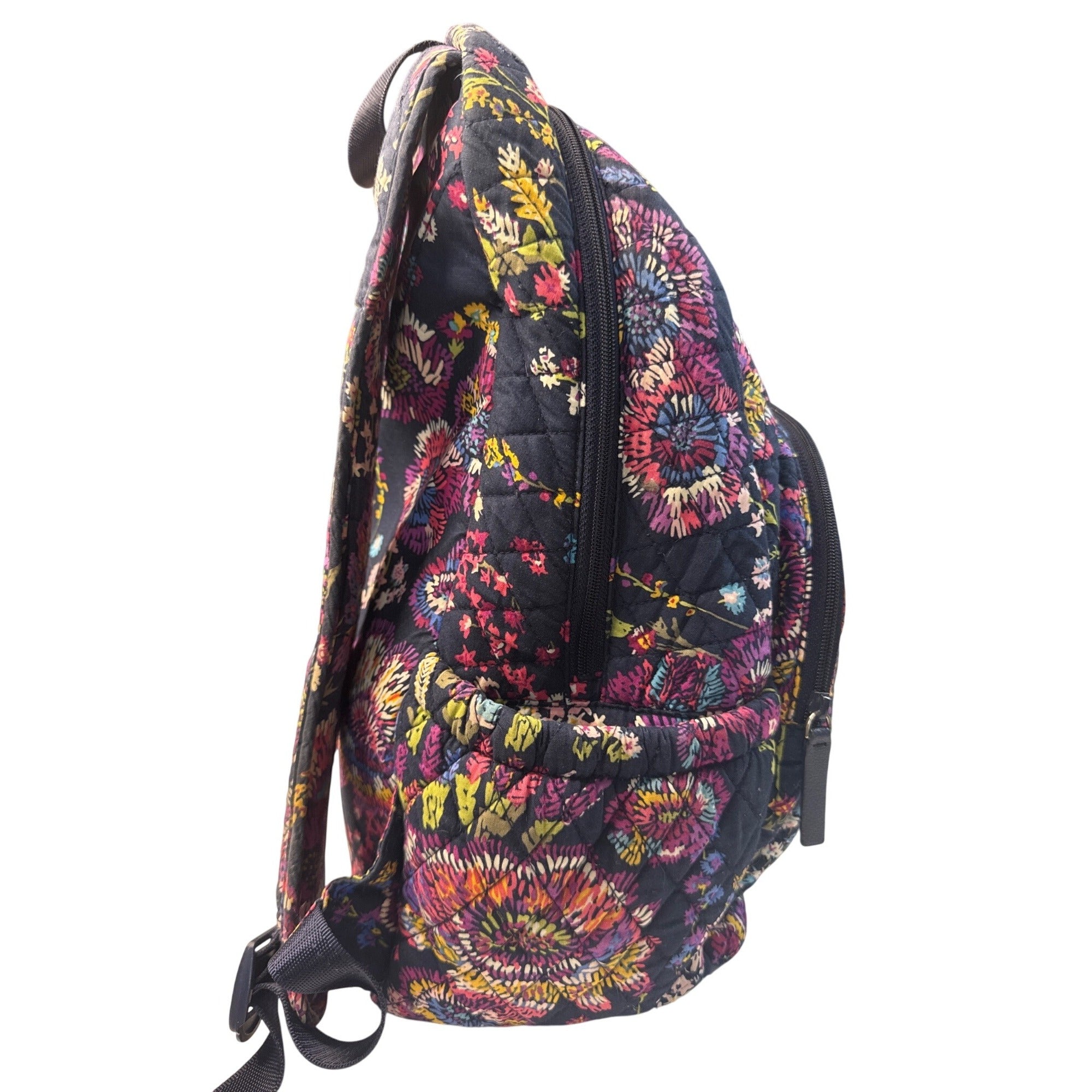 Vera Bradley Quilted Floral Backpack W/Umbrella & Cosmetic Pouches