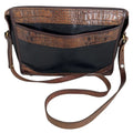 Brahmin Brown & Black Leather Crocodile Embossed Shoulder Bag