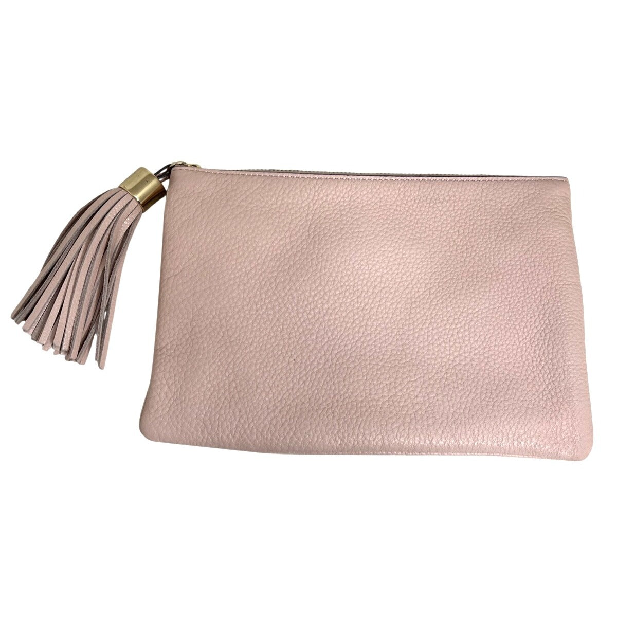 G.I.L.I. Blush Pink Soft Pebbled Texture Leather Clutch With Tassel Zipper