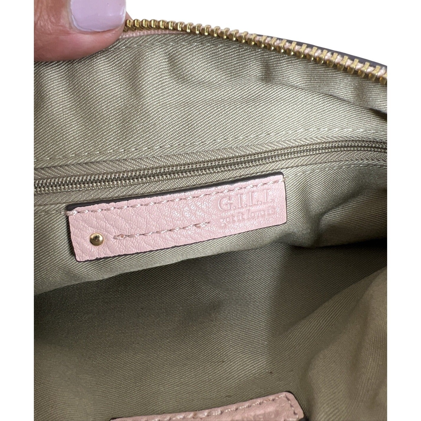 G.I.L.I. Blush Pink Soft Pebbled Texture Leather Clutch With Tassel Zipper