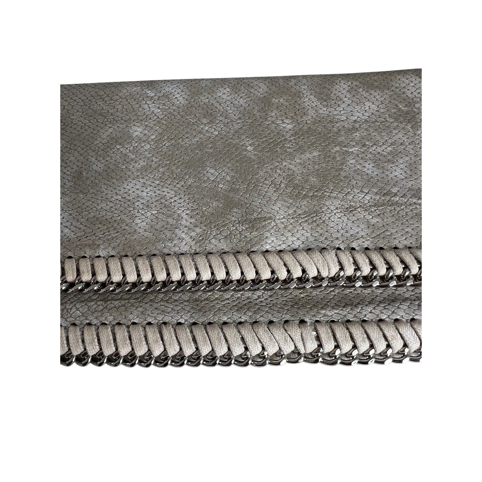 Inzi Silver Metallic Faux Snakeskin Clutch With Chain Trim & Wristlet