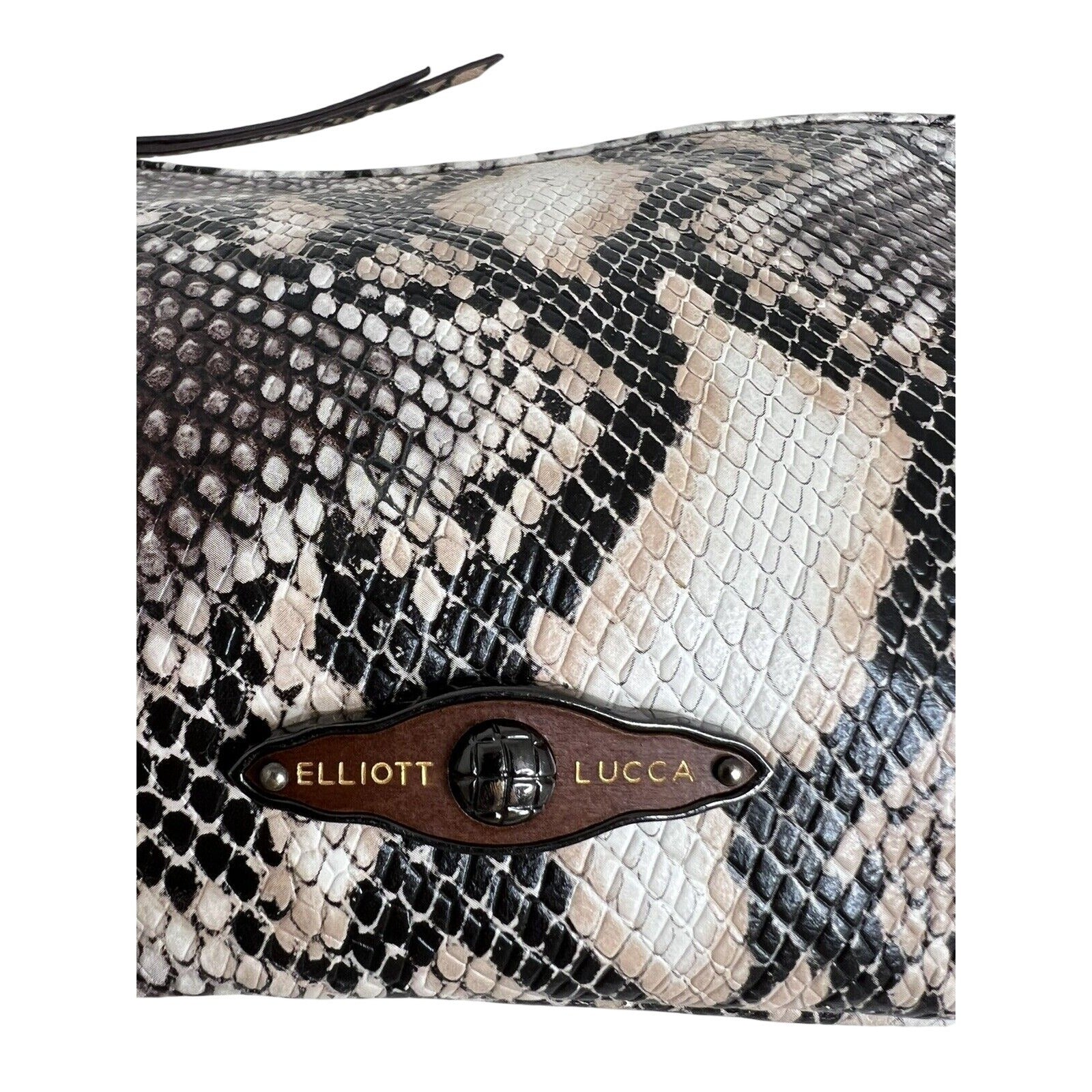 Elliott Lucca Faux Snakeskin Clutch Crossbody Bag With Chain Strap