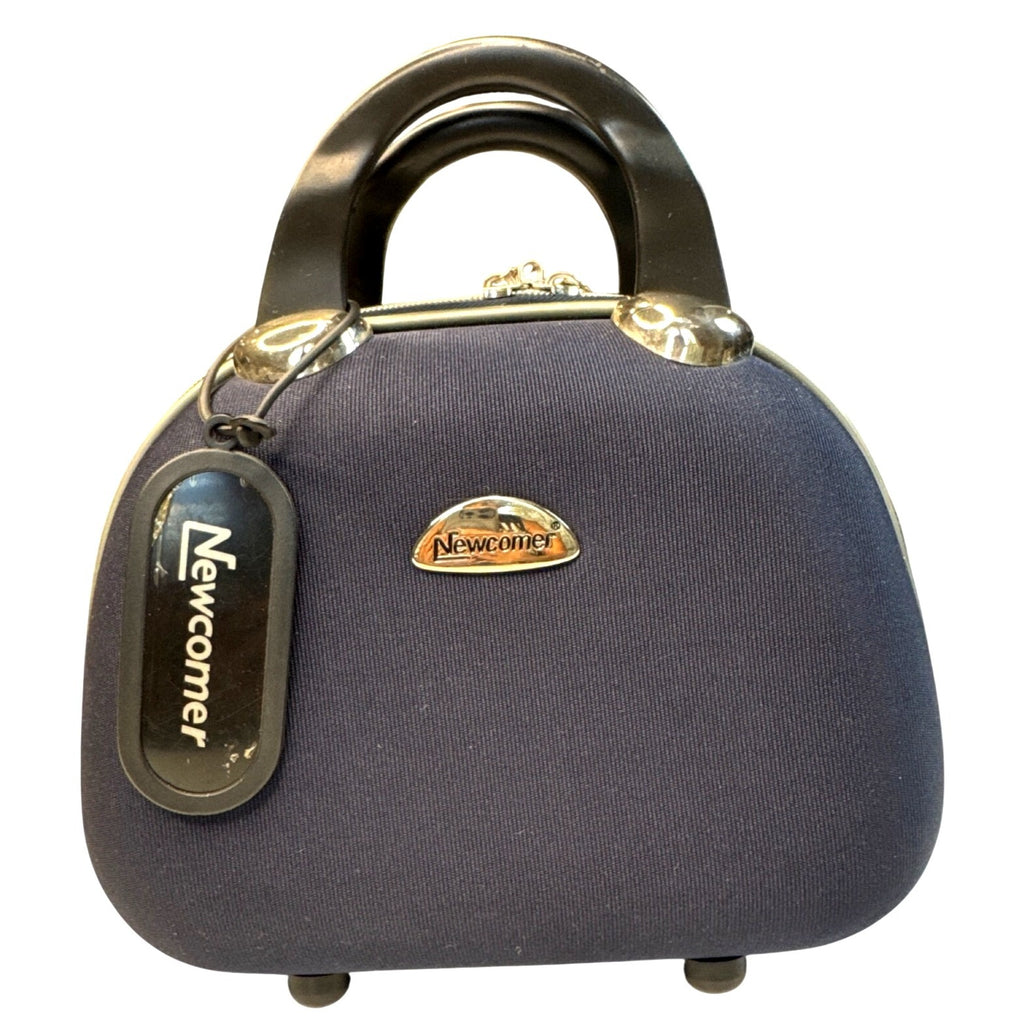 Newcomer Navy Blue Hard-Shell Travel Toiletry Case With Compartments & Handle