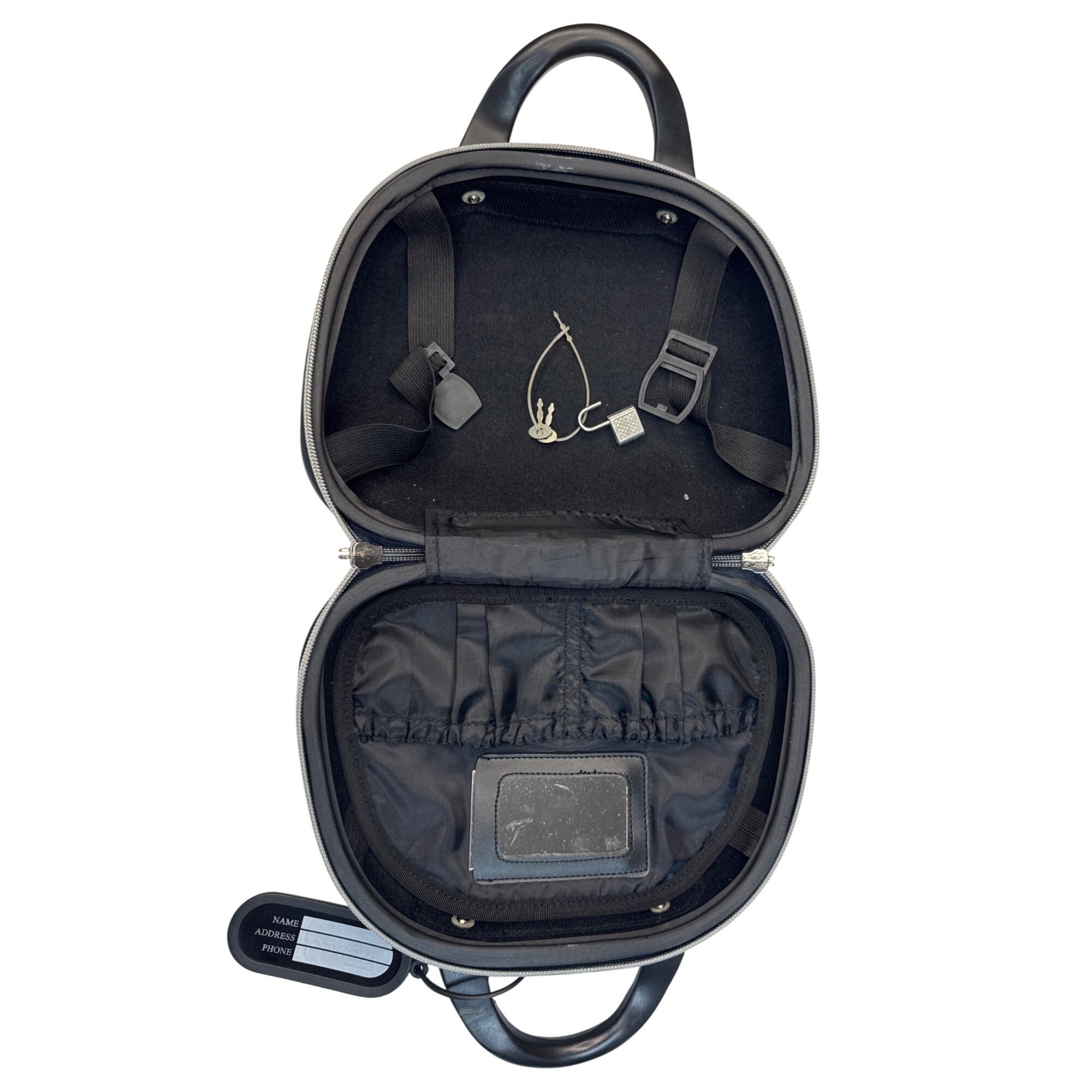 Newcomer Navy Blue Hard-Shell Travel Toiletry Case With Compartments & Handle