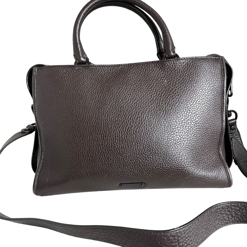 Rebecca Minkoff Brown Leather Handbag With Dual Handle & Shoulder Strap