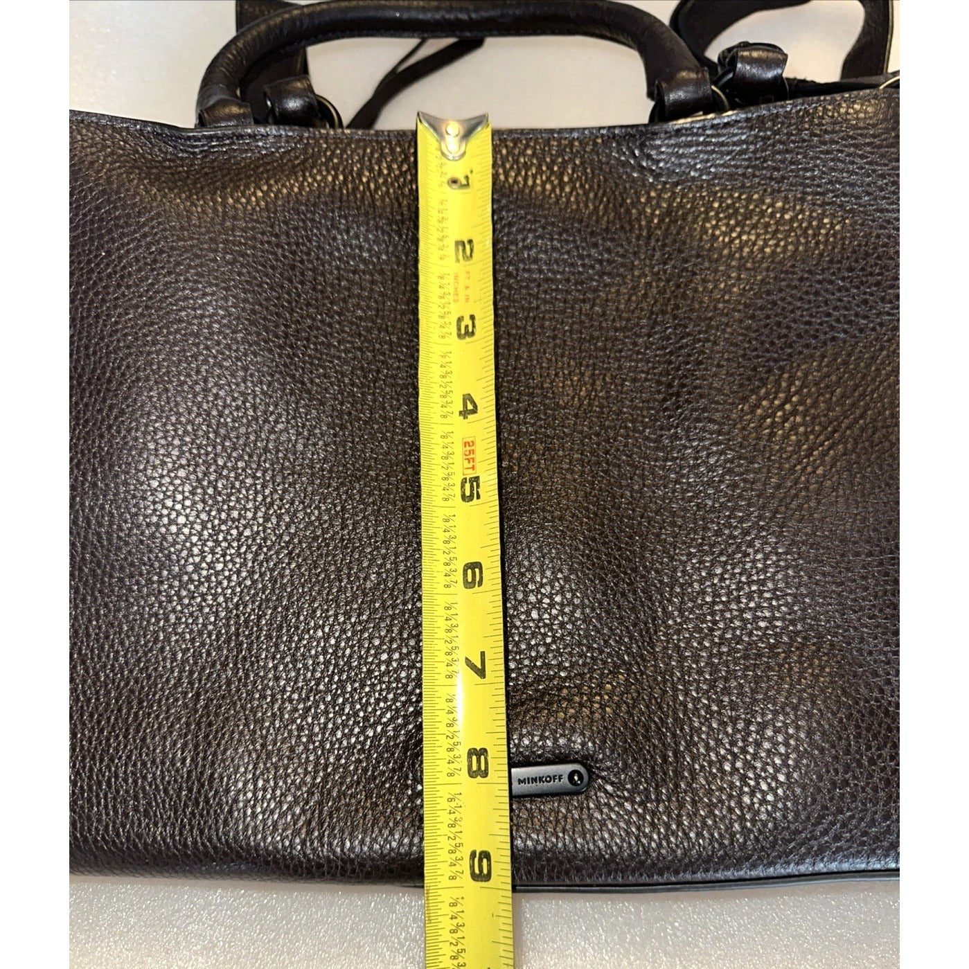 Rebecca Minkoff Brown Leather Handbag With Dual Handle & Shoulder Strap