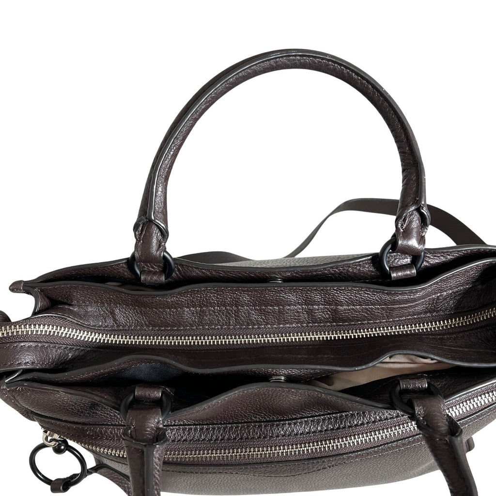 Rebecca Minkoff Brown Leather Handbag With Dual Handle & Shoulder Strap