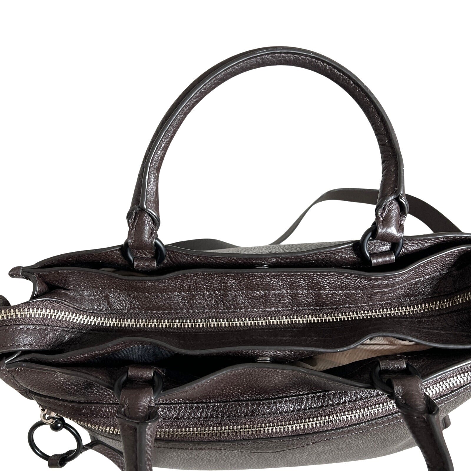 Rebecca Minkoff Brown Leather Handbag With Dual Handle & Shoulder Strap