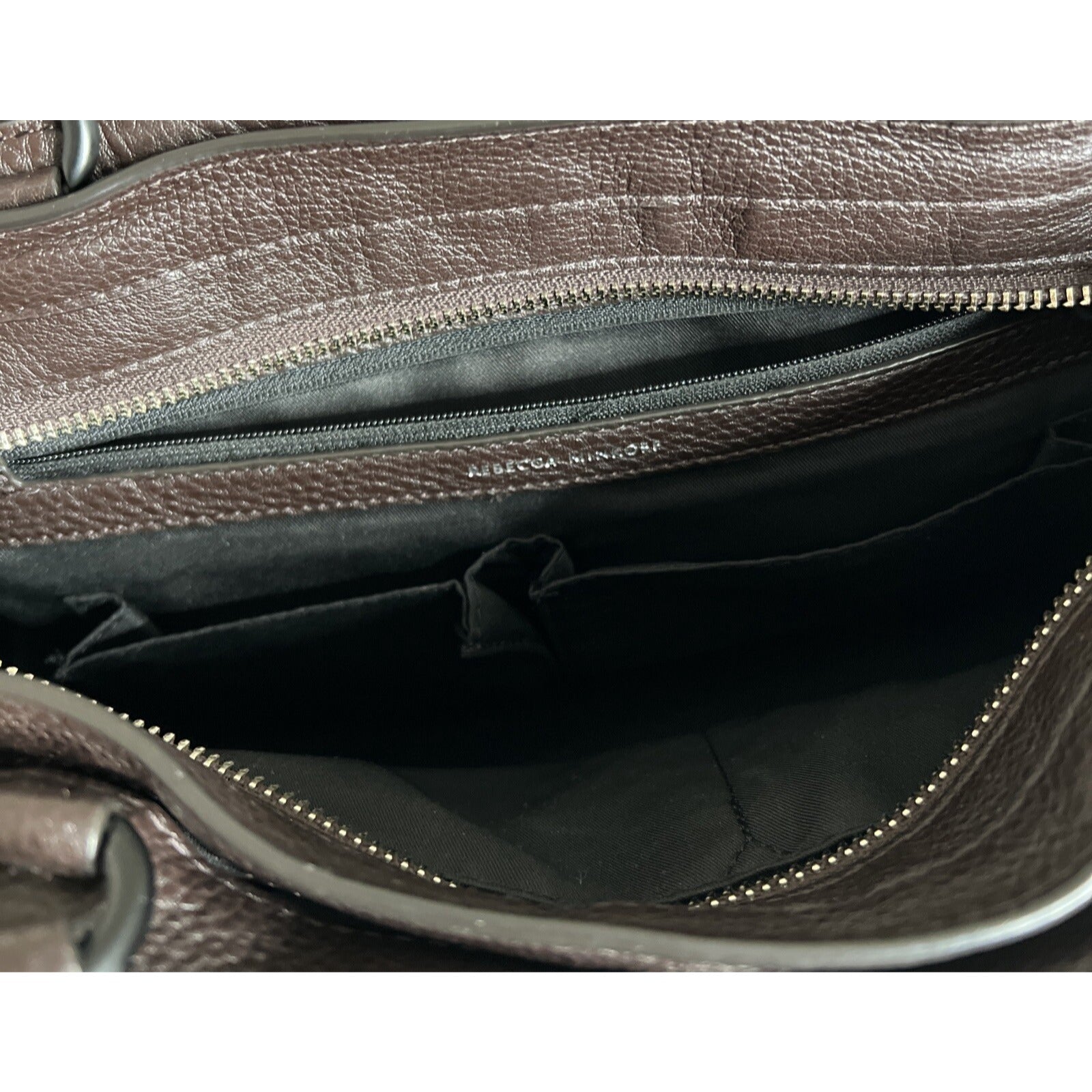 Rebecca Minkoff Brown Leather Handbag With Dual Handle & Shoulder Strap