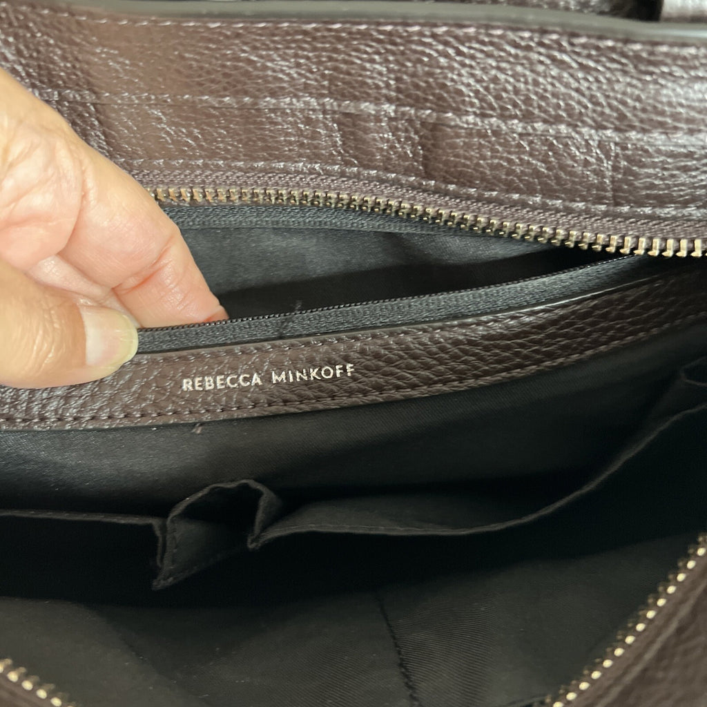 Rebecca Minkoff Brown Leather Handbag With Dual Handle & Shoulder Strap