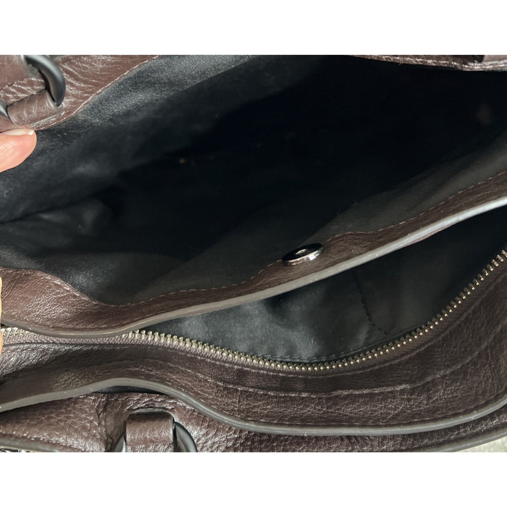 Rebecca Minkoff Brown Leather Handbag With Dual Handle & Shoulder Strap