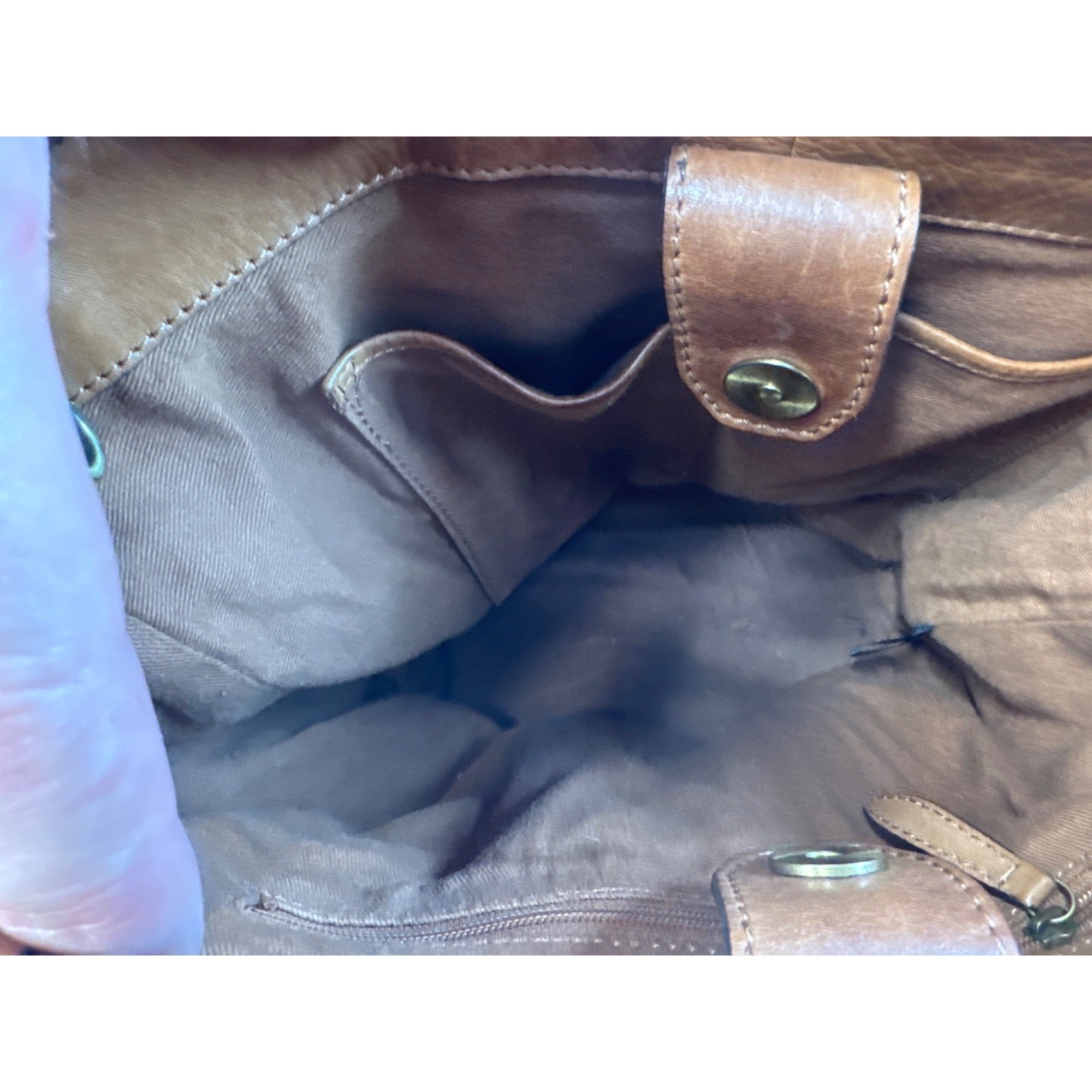 Woven Genuine Leather Brown Shoulder Bag W/Adjustable Strap & Inner Pockets