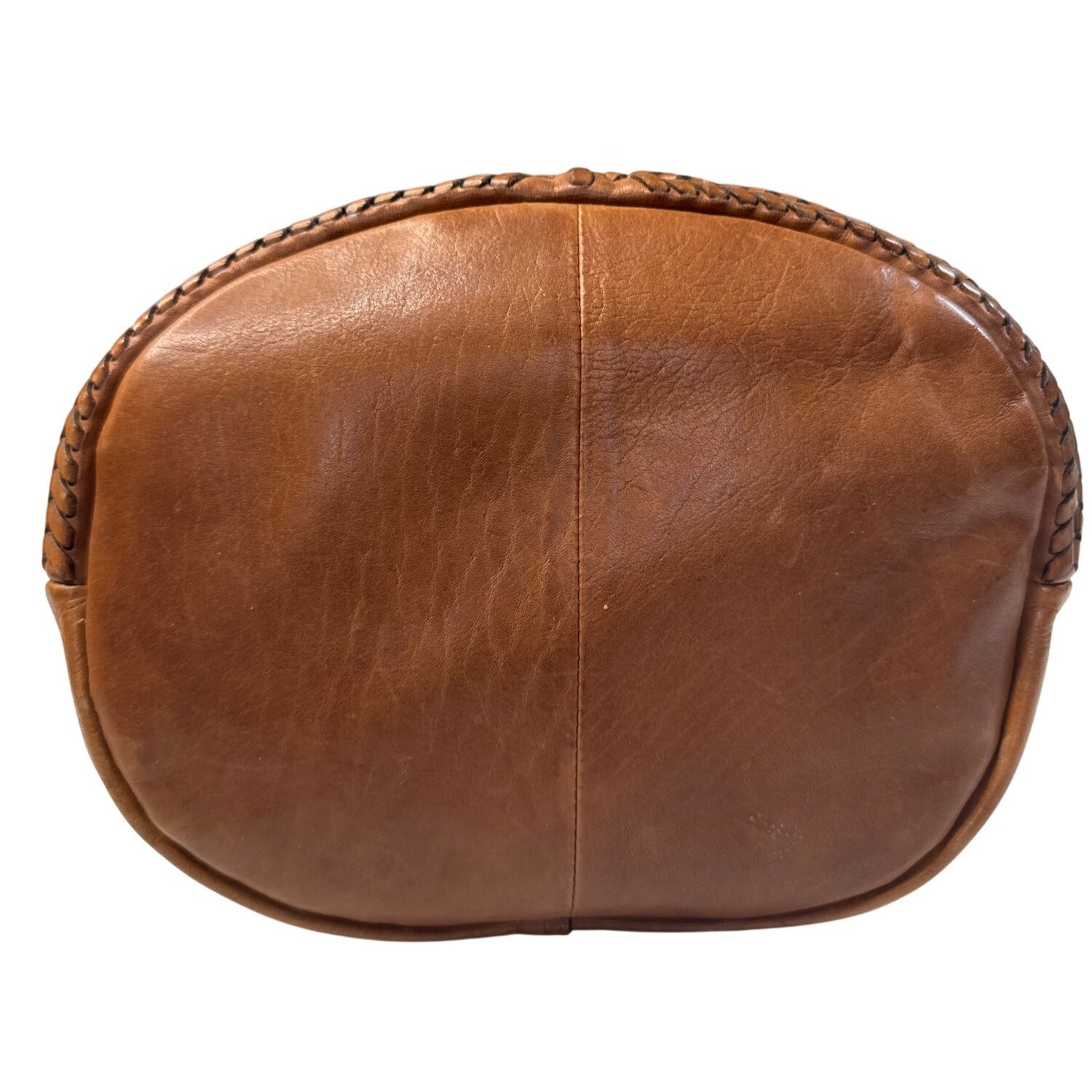 Woven Genuine Leather Brown Shoulder Bag W/Adjustable Strap & Inner Pockets