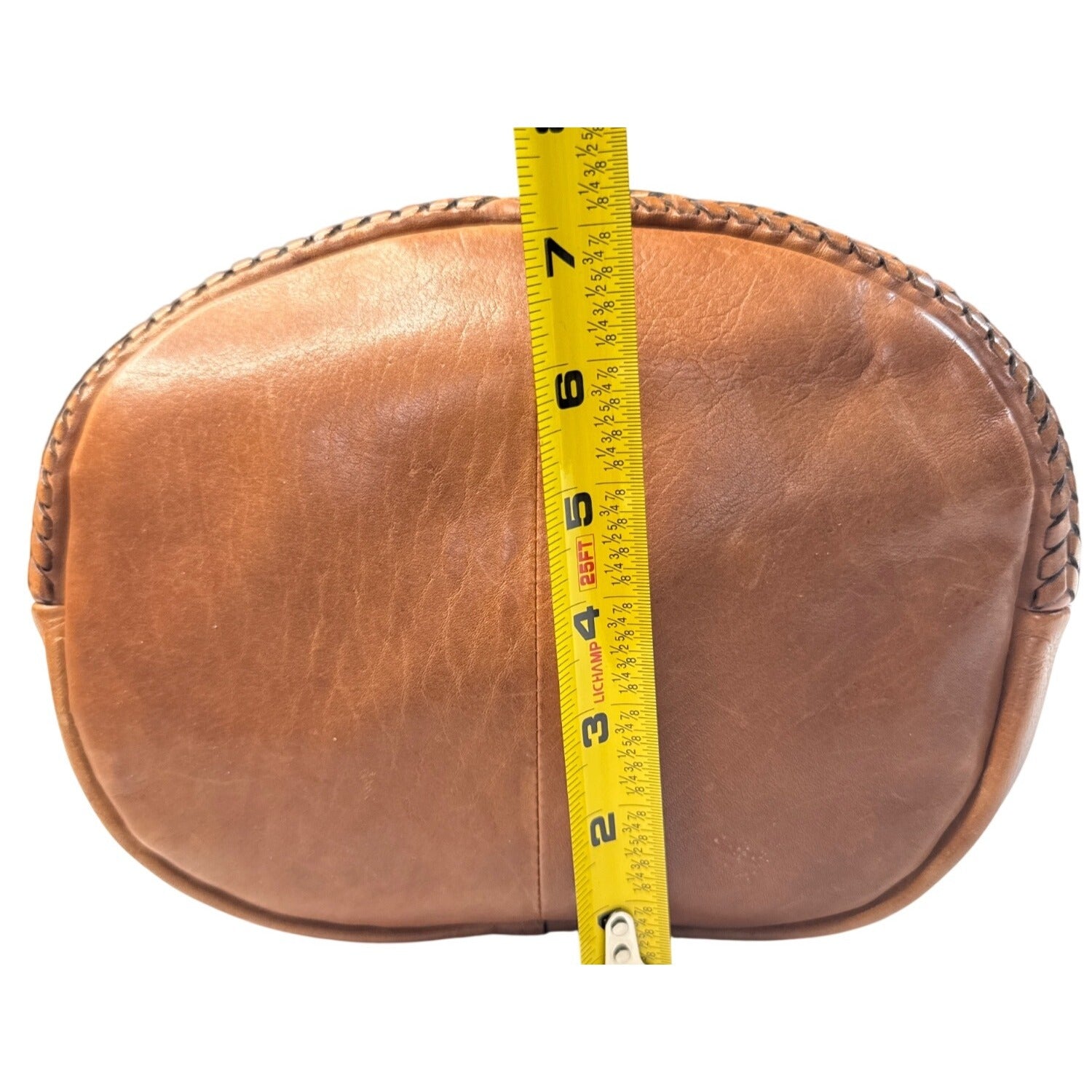 Woven Genuine Leather Brown Shoulder Bag W/Adjustable Strap & Inner Pockets