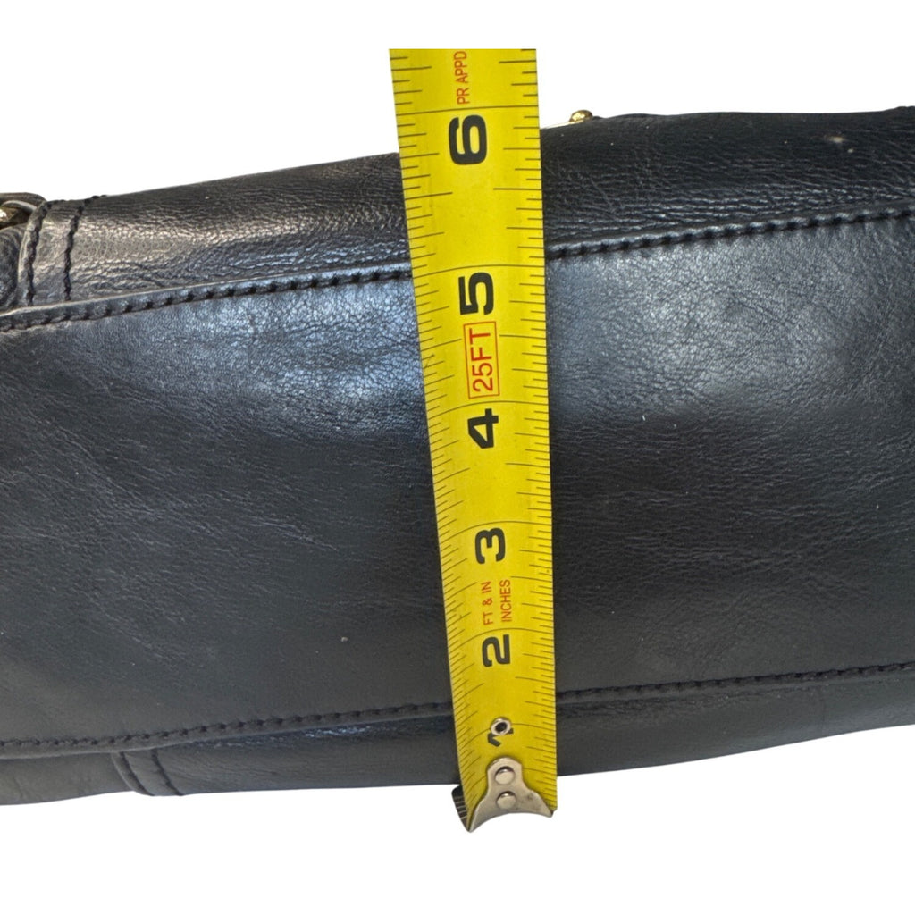Michael Kors Black Leather Shoulder Bag With Gold Hardware & Buckle Details
