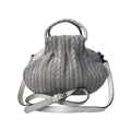 Patricia Nash Milburn Cable Knit Crochet Crossbody Satchel Grey White