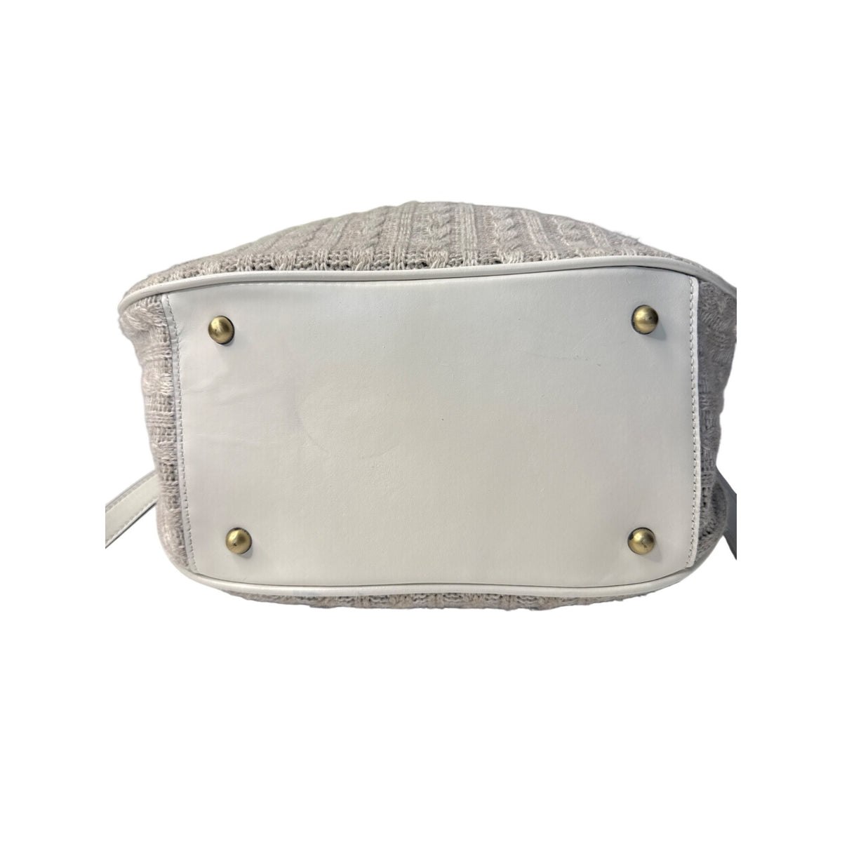 Patricia Nash Milburn Cable Knit Crochet Crossbody Satchel Grey White
