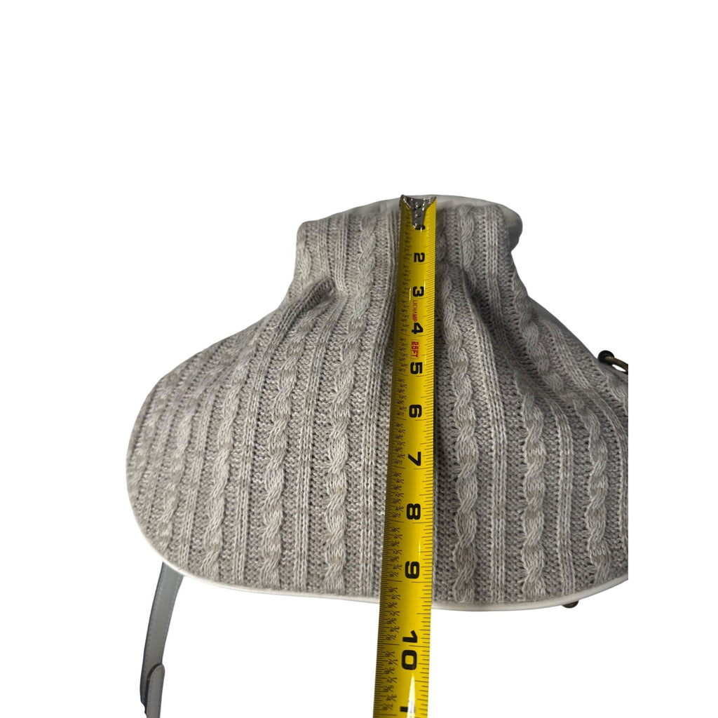 Patricia Nash Milburn Cable Knit Crochet Crossbody Satchel Grey White