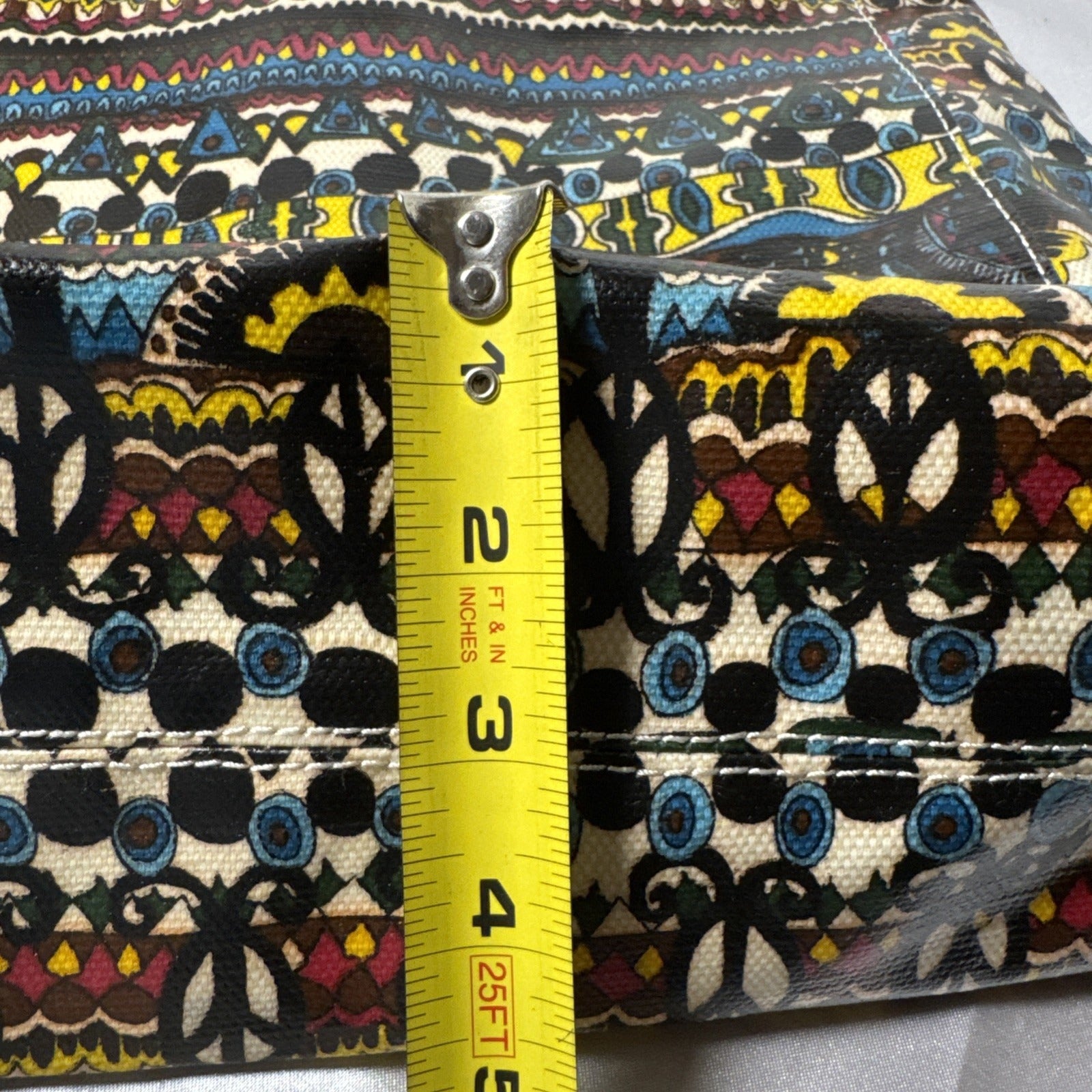 Stack Roots Multicolor Graphics Tote Bag With Brown Handles