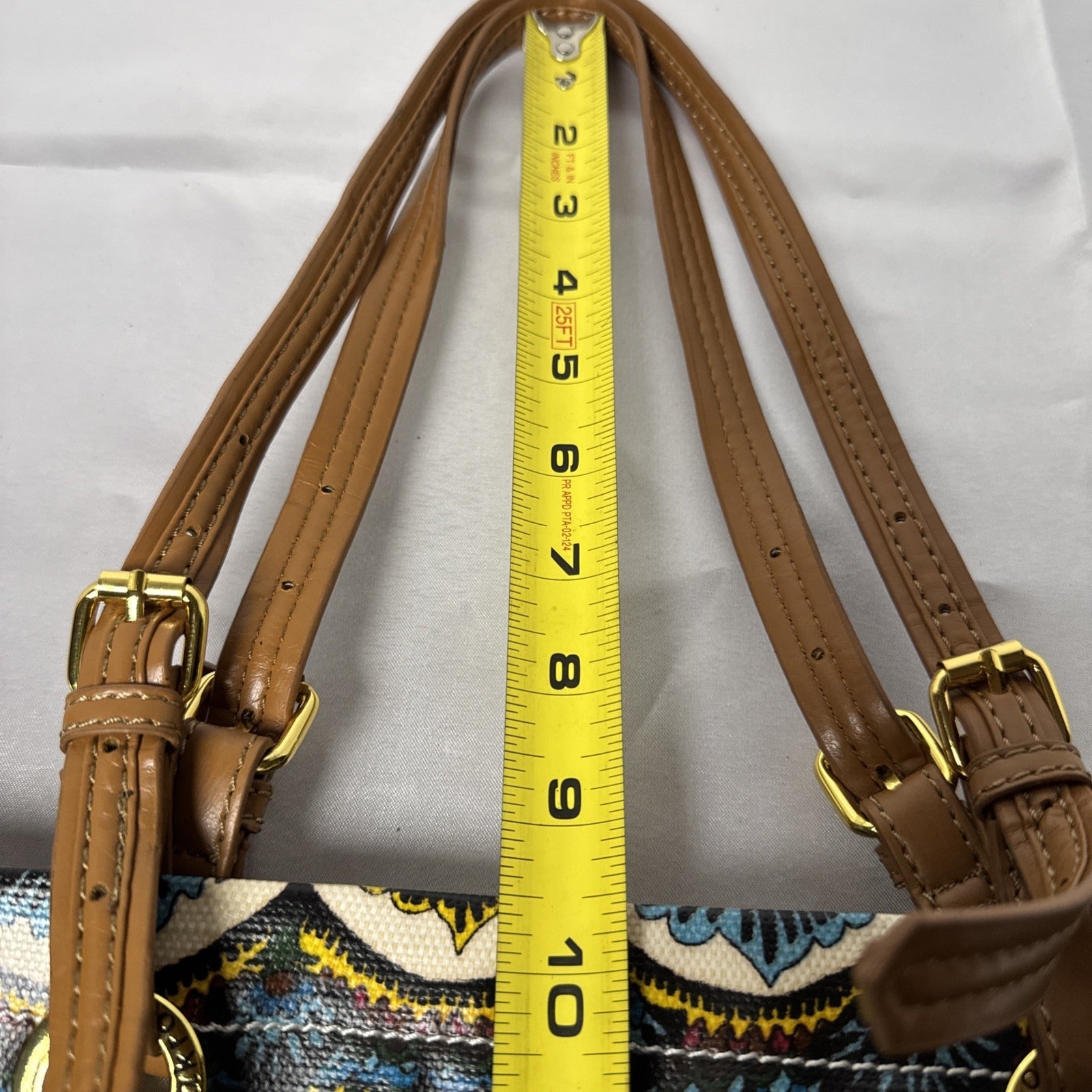 Stack Roots Multicolor Graphics Tote Bag With Brown Handles