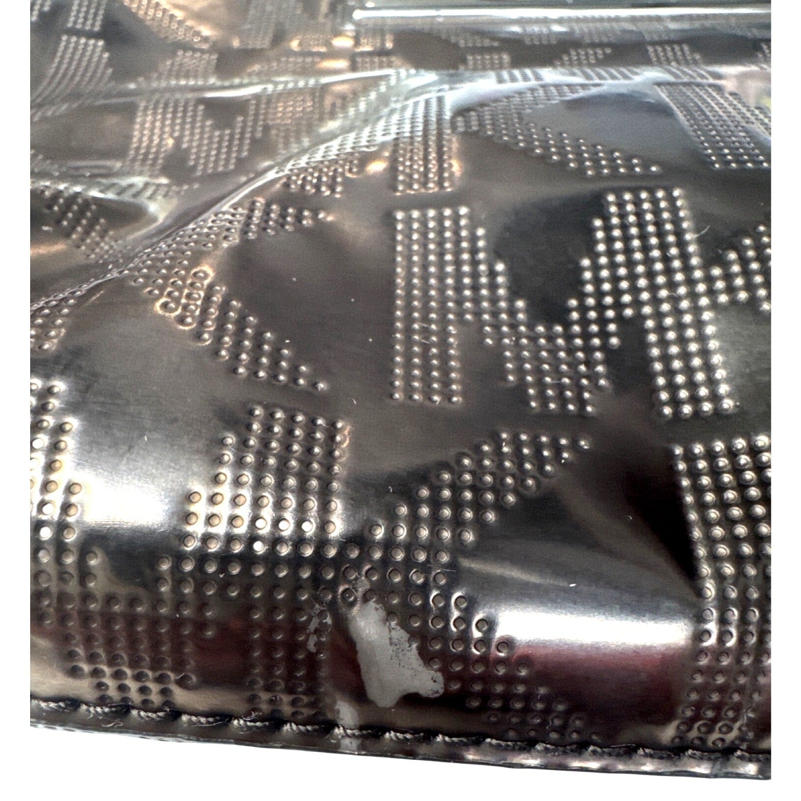 Michael Kors Brown Metallic Monogram Embossed Clutch Bag W/ Metal Cutout Handle