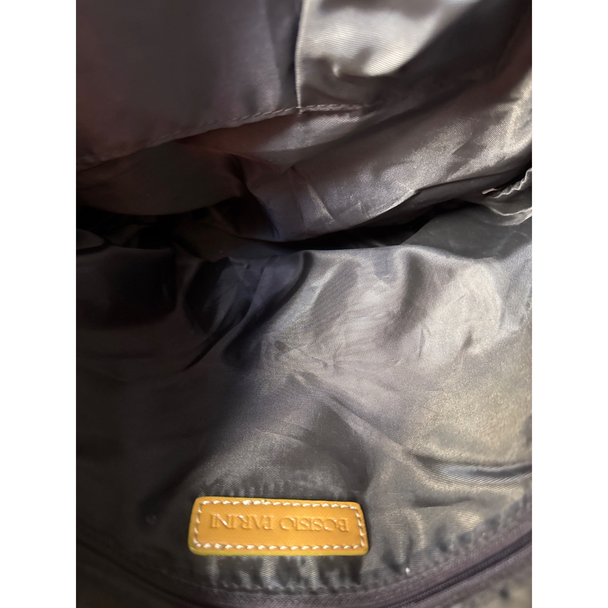 Bosisio Parini Brown Nylon Tote Bag With Yellow Zippers & Patent Leather Straps