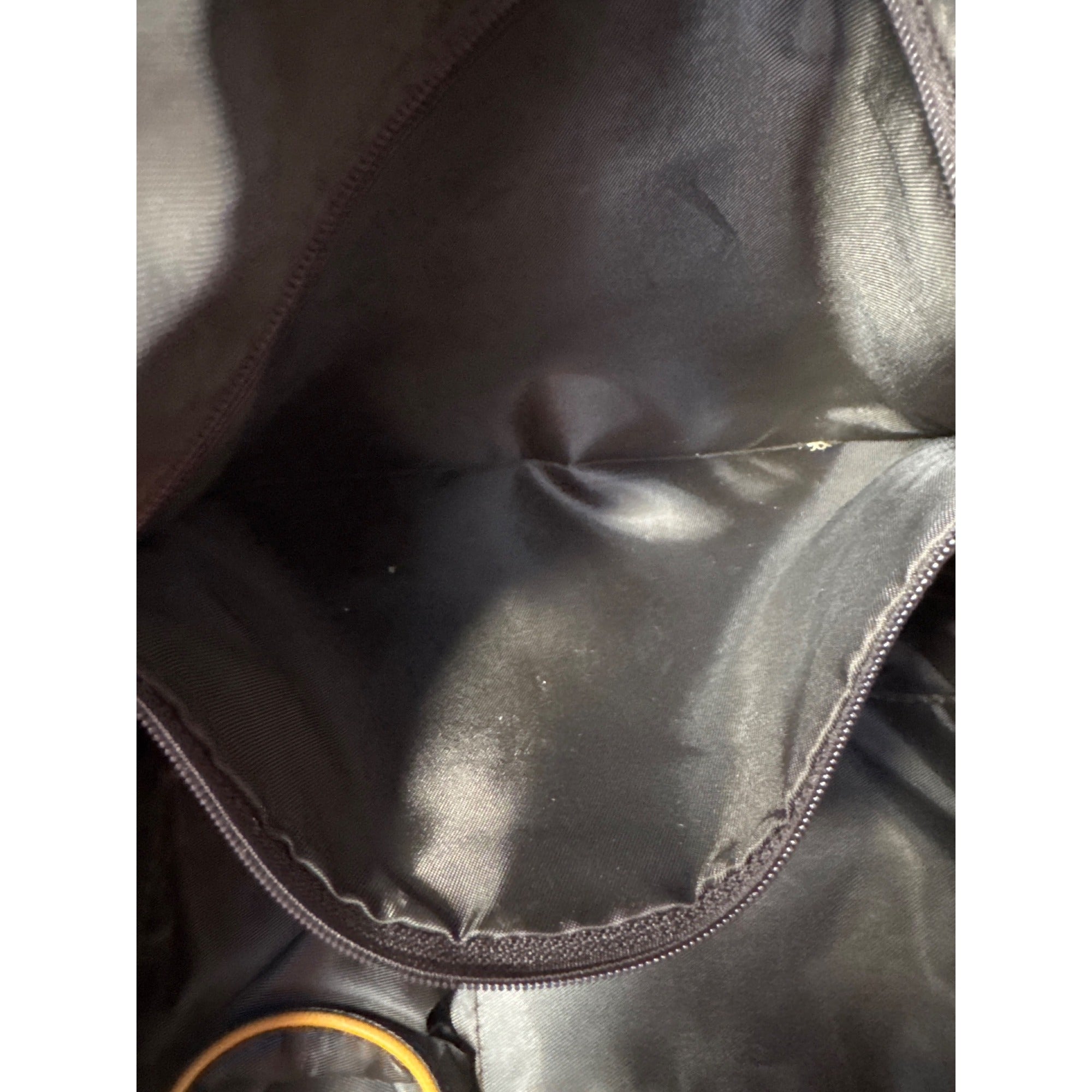 Bosisio Parini Brown Nylon Tote Bag With Yellow Zippers & Patent Leather Straps