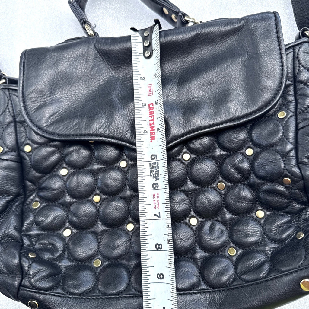 Rebecca Minkoff Quilted Leather Black Crossbody Bag With Gold Studs