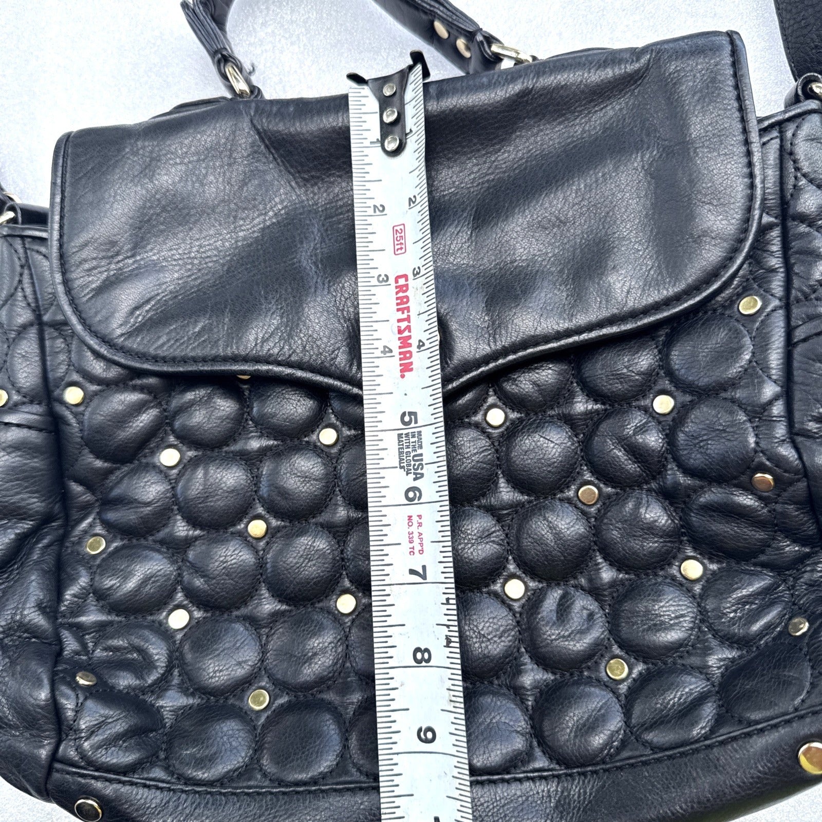 Rebecca Minkoff Quilted Leather Black Crossbody Bag With Gold Studs