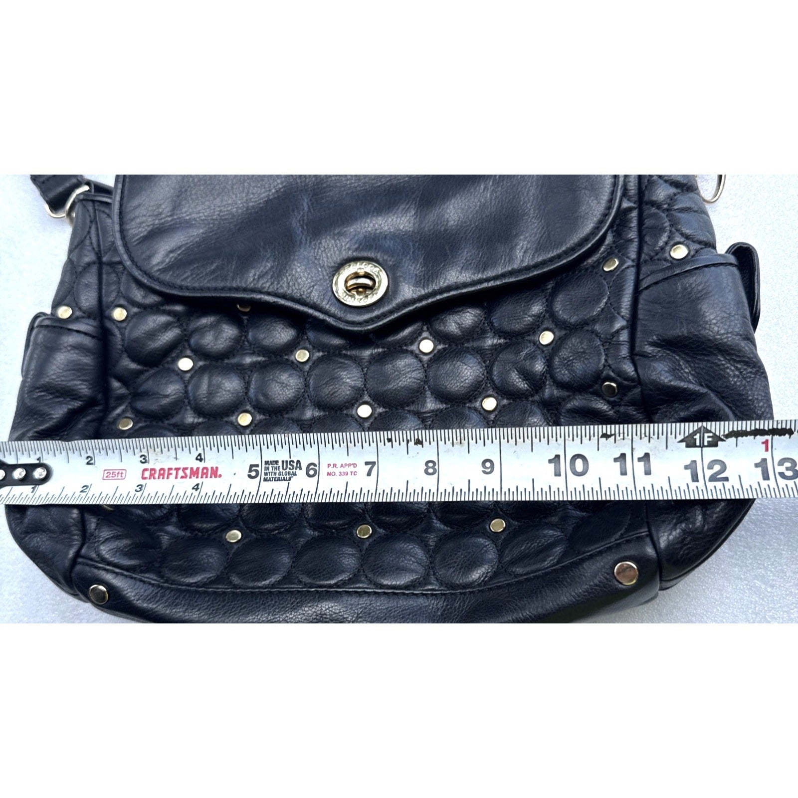 Rebecca Minkoff Quilted Leather Black Crossbody Bag With Gold Studs
