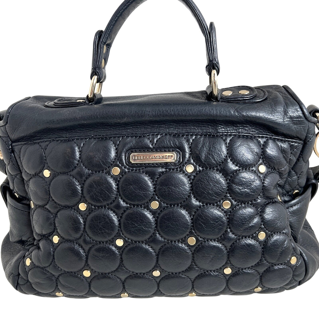 Rebecca Minkoff Quilted Leather Black Crossbody Bag With Gold Studs