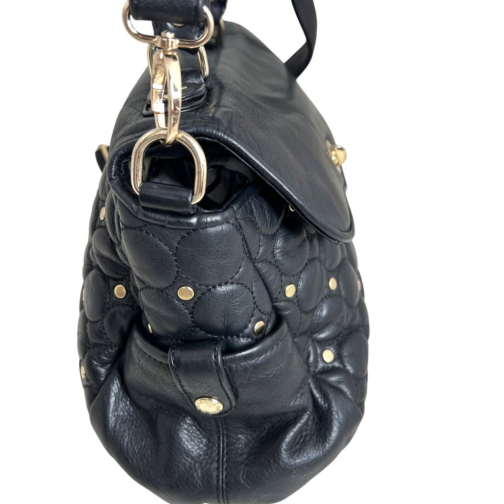 Rebecca Minkoff Quilted Leather Black Crossbody Bag With Gold Studs