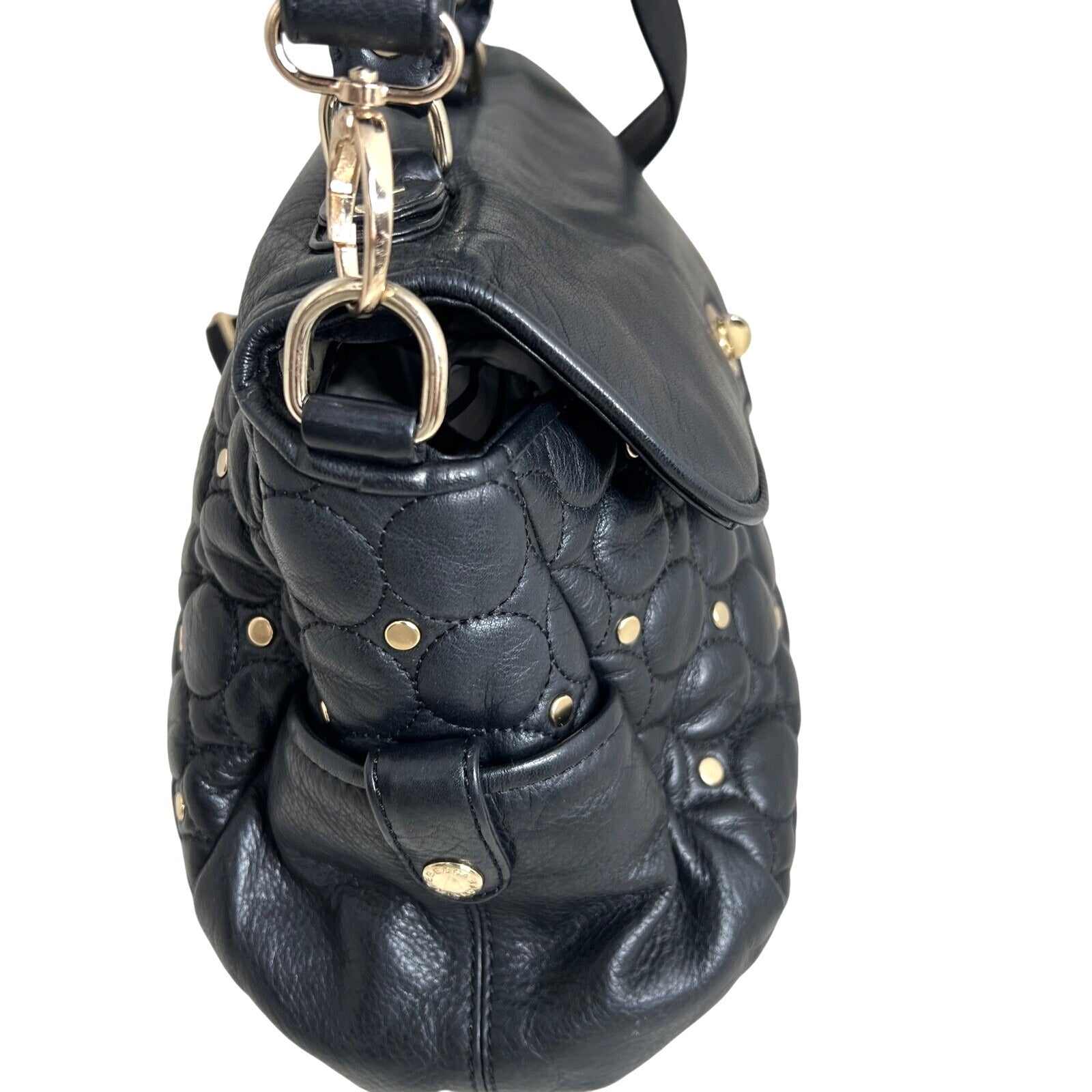 Rebecca Minkoff Quilted Leather Black Crossbody Bag With Gold Studs
