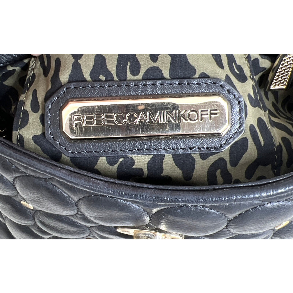 Rebecca Minkoff Quilted Leather Black Crossbody Bag With Gold Studs