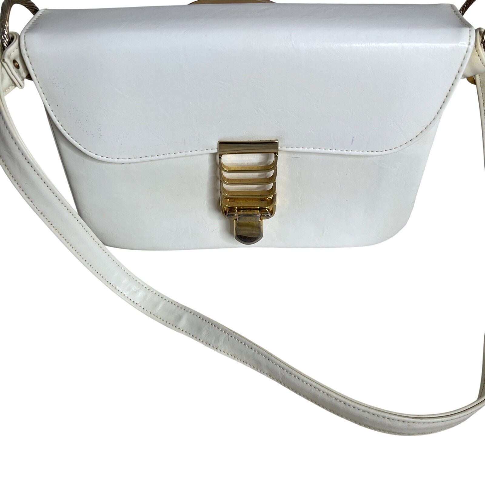 Robert Bestien Vintage White Faux Leather shoulder Adjustable Strap