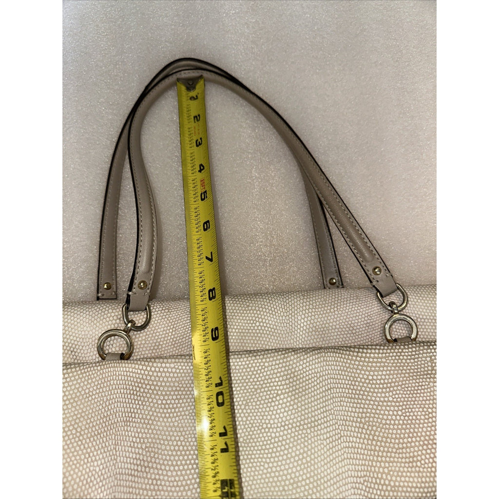 Coach White Leather Textured Shoulder Bag With Gold Turnlock & Double Handles