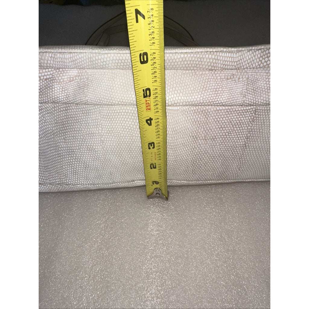 Coach White Leather Textured Shoulder Bag With Gold Turnlock & Double Handles