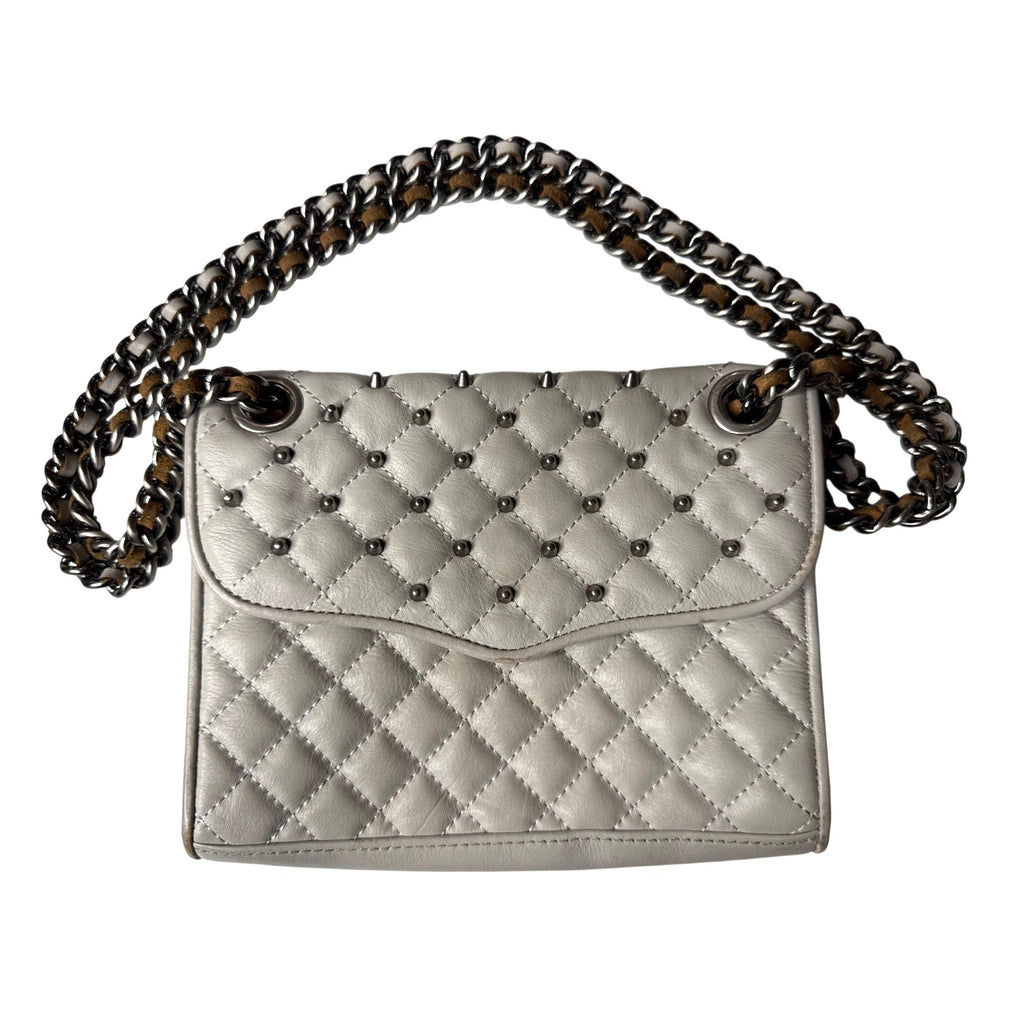 Rebecca Minkoff Quilted Leather Chain Shoulder Bag With Stud Accents - White