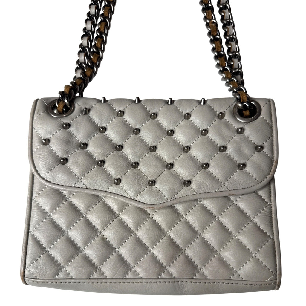 Rebecca Minkoff Quilted Leather Chain Shoulder Bag With Stud Accents - White
