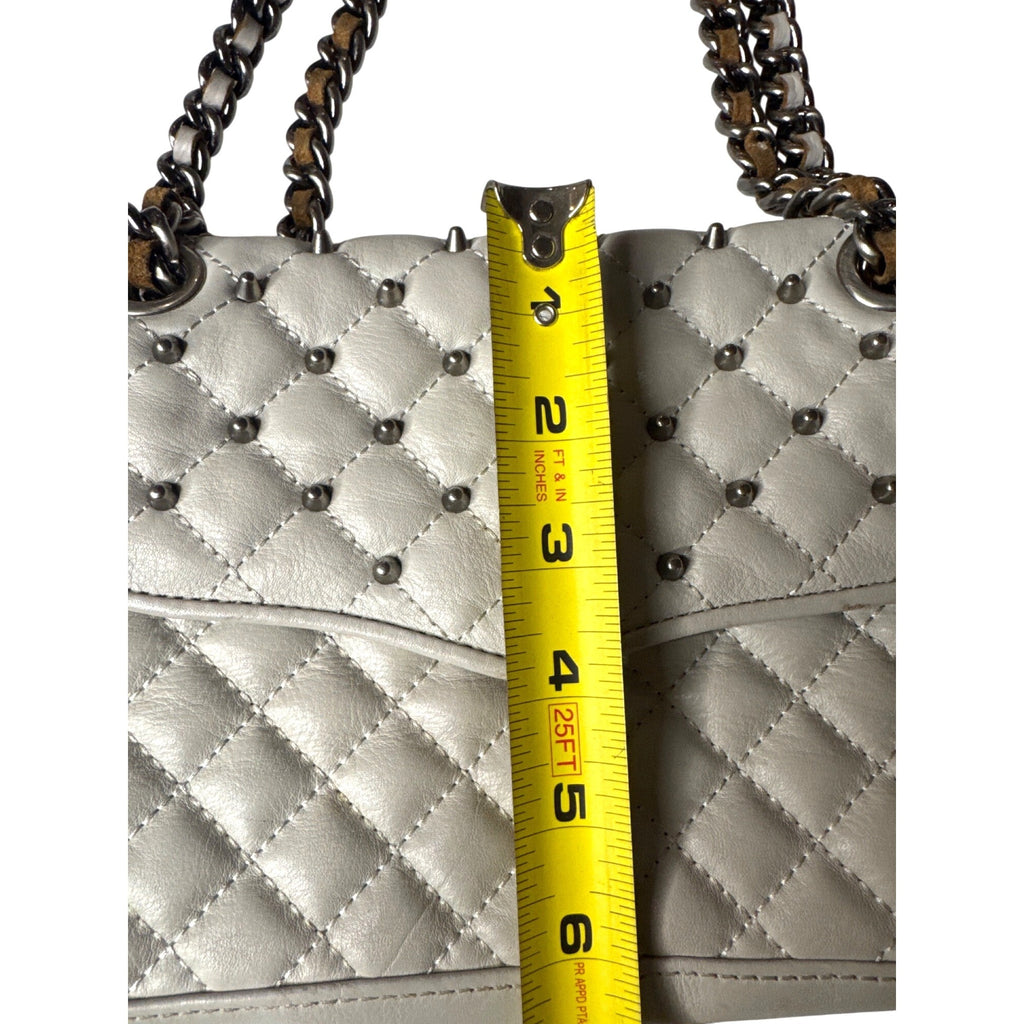 Rebecca Minkoff Quilted Leather Chain Shoulder Bag With Stud Accents - White