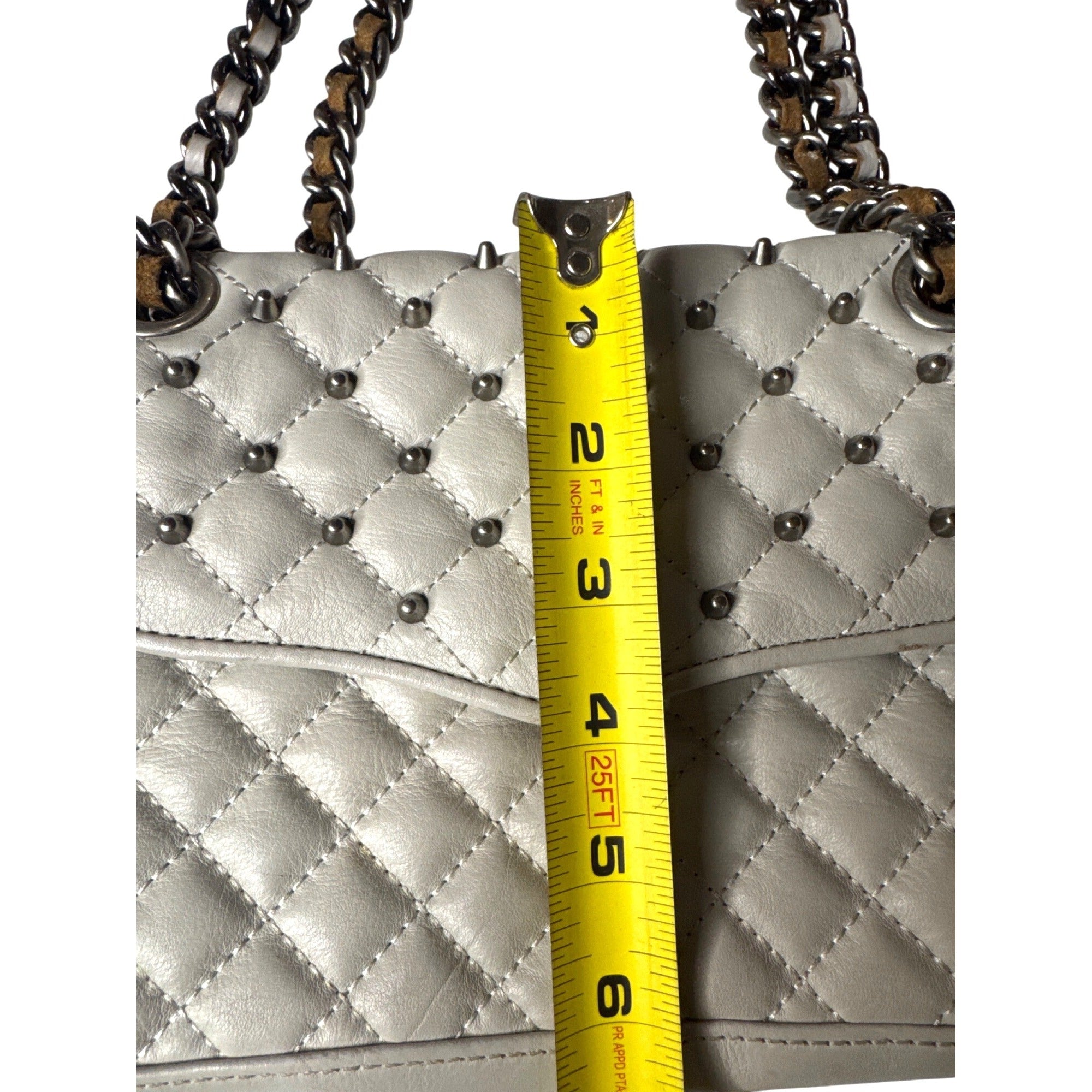 Rebecca Minkoff Quilted Leather Chain Shoulder Bag With Stud Accents - White