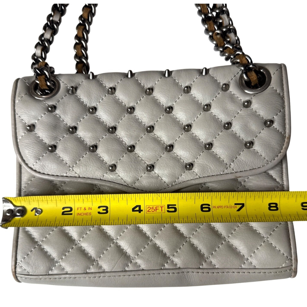 Rebecca Minkoff Quilted Leather Chain Shoulder Bag With Stud Accents - White